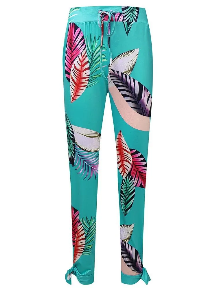 Casual High-waist Printed Beach Pants
