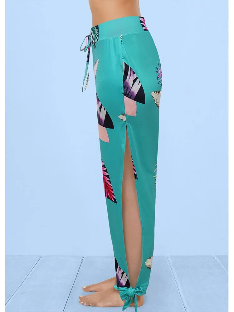 Casual High-waist Printed Beach Pants