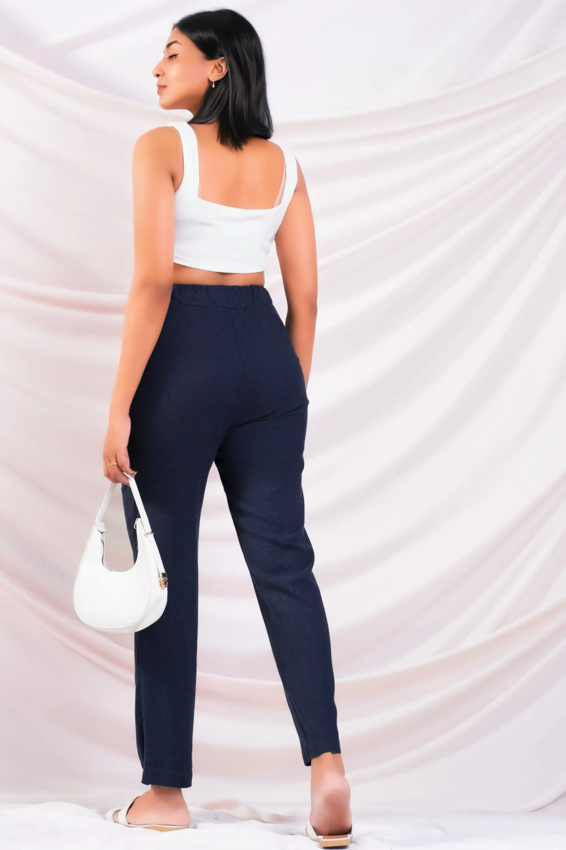 Drawstring Straight Linen Pant