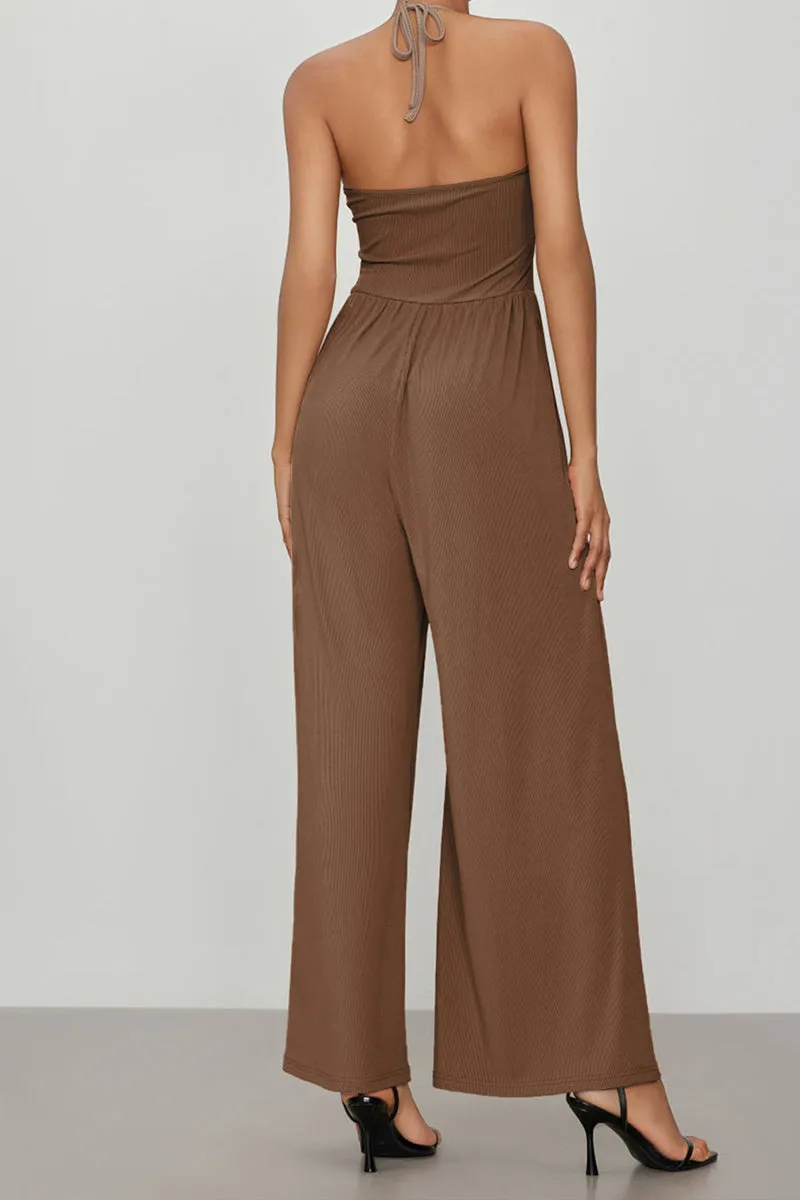 HJQ1347 Sleeveless Rib-Knit Jumpsuit