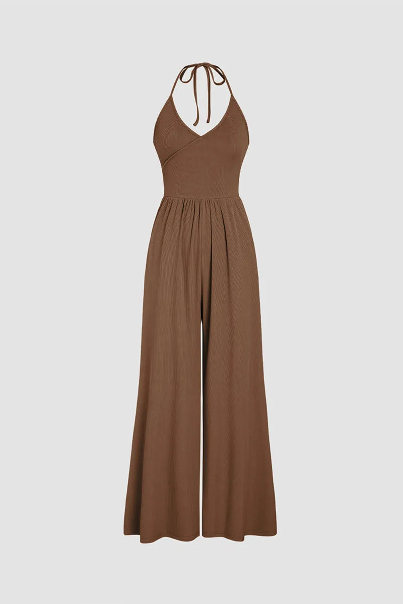HJQ1347 Sleeveless Rib-Knit Jumpsuit