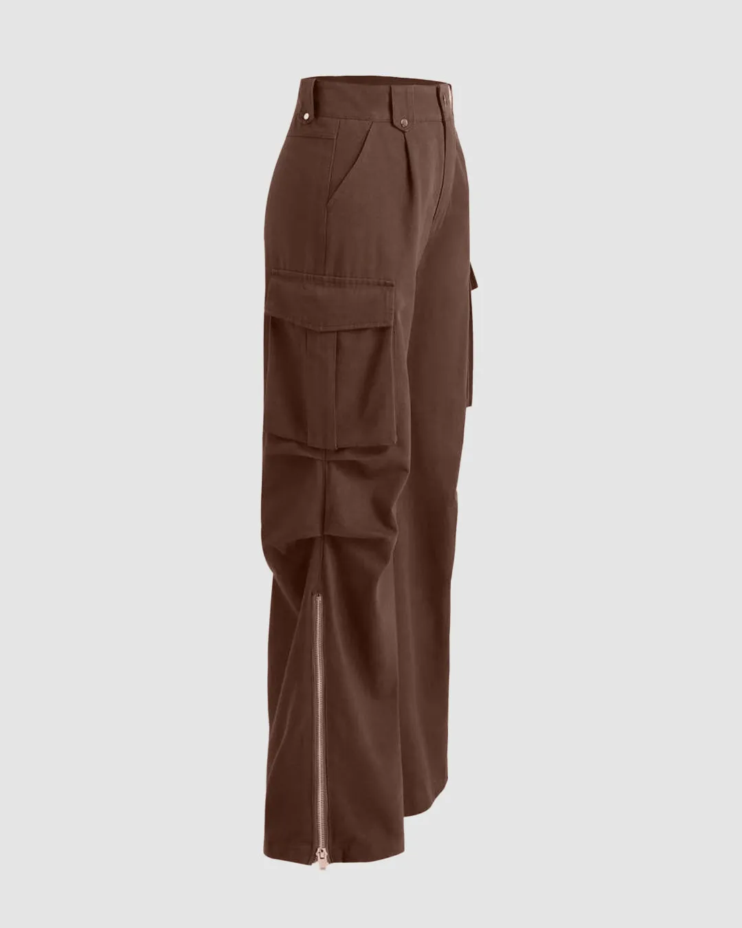 Y2K Baggy Fit Women Cargo In Brown
